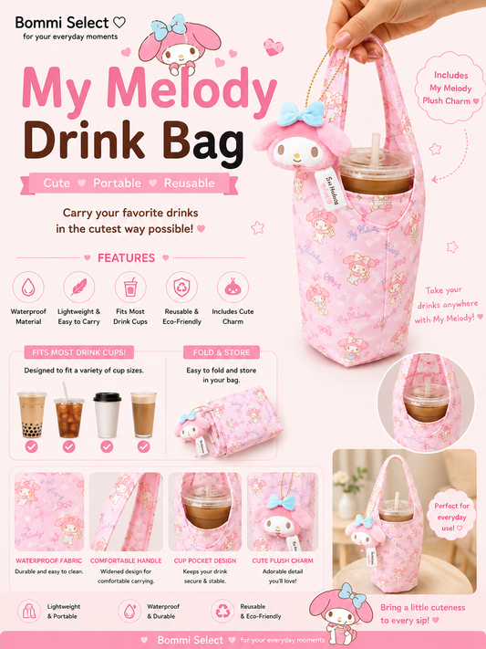 My Melody Drink Bag with Plush Charm